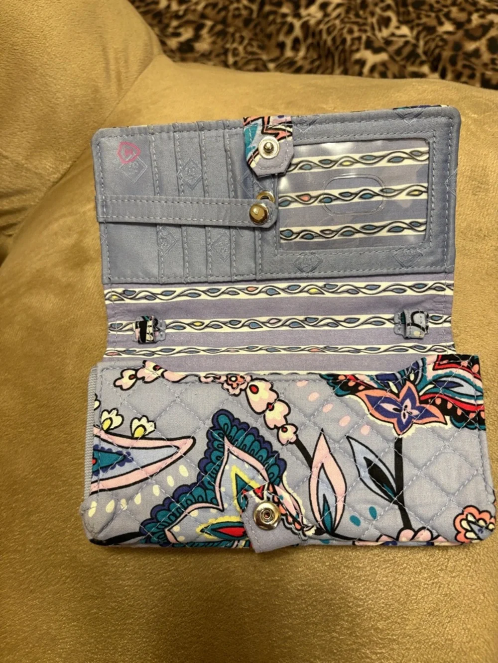 Vera Bradley Quilted Paisley Wallet in Lavender with Teal & Pink Accents - Picture 2 of 3